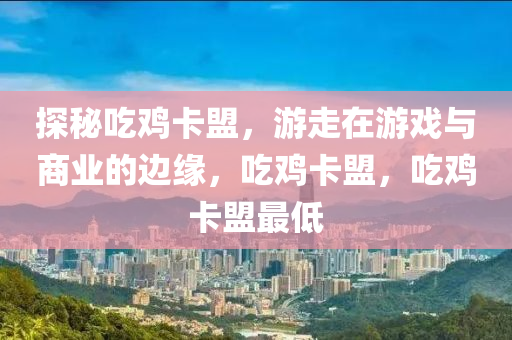 探秘吃鸡卡盟，游走在游戏与商业的边缘，吃鸡卡盟，吃鸡卡盟最低