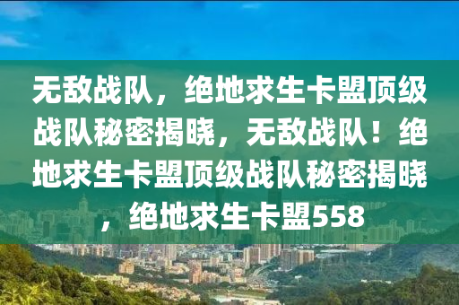 无敌战队，绝地求生卡盟顶级战队秘密揭晓，无敌战队！绝地求生卡盟顶级战队秘密揭晓，绝地求生卡盟558