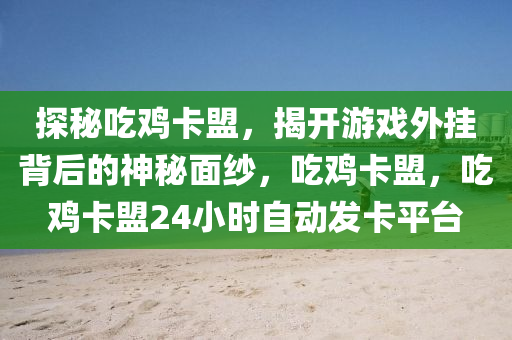 探秘吃鸡卡盟，揭开游戏外挂背后的神秘面纱，吃鸡卡盟，吃鸡卡盟24小时自动发卡平台