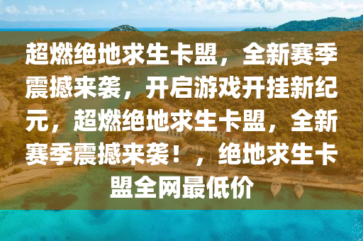 超燃绝地求生卡盟，全新赛季震撼来袭，开启游戏开挂新纪元，超燃绝地求生卡盟，全新赛季震撼来袭！，绝地求生卡盟全网最低价