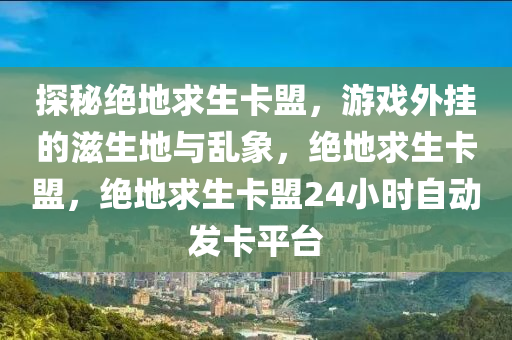 探秘绝地求生卡盟，游戏外挂的滋生地与乱象，绝地求生卡盟，绝地求生卡盟24小时自动发卡平台