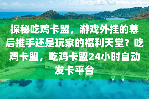 探秘吃鸡卡盟，游戏外挂的幕后推手还是玩家的福利天堂？吃鸡卡盟，吃鸡卡盟24小时自动发卡平台