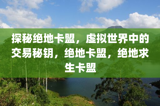 探秘绝地卡盟，虚拟世界中的交易秘钥，绝地卡盟，绝地求生卡盟