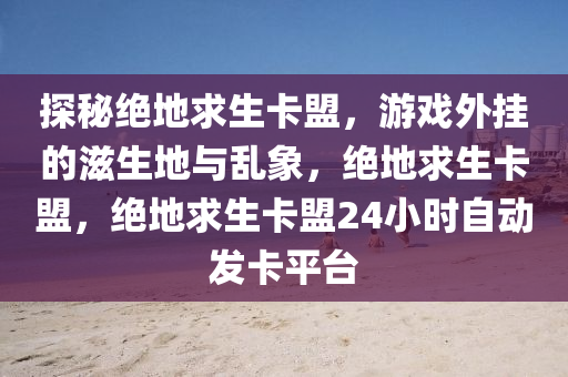 探秘绝地求生卡盟，游戏外挂的滋生地与乱象，绝地求生卡盟，绝地求生卡盟24小时自动发卡平台