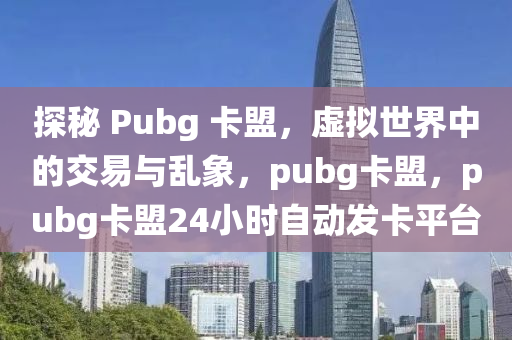 探秘 Pubg 卡盟，虚拟世界中的交易与乱象，pubg卡盟，pubg卡盟24小时自动发卡平台