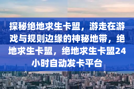 探秘绝地求生卡盟，游走在游戏与规则边缘的神秘地带，绝地求生卡盟，绝地求生卡盟24小时自动发卡平台