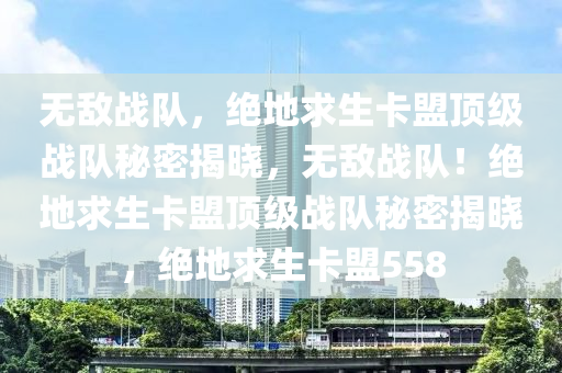无敌战队，绝地求生卡盟顶级战队秘密揭晓，无敌战队！绝地求生卡盟顶级战队秘密揭晓，绝地求生卡盟558