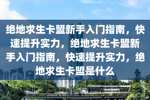 绝地求生卡盟新手入门指南，快速提升实力，绝地求生卡盟新手入门指南，快速提升实力，绝地求生卡盟是什么