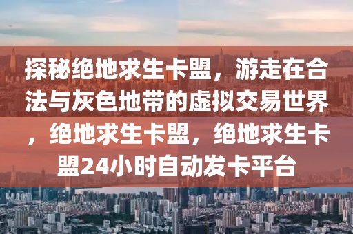 探秘绝地求生卡盟，游走在合法与灰色地带的虚拟交易世界，绝地求生卡盟，绝地求生卡盟24小时自动发卡平台