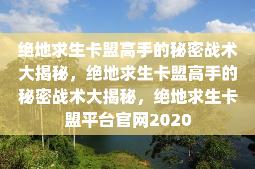 绝地求生卡盟高手的秘密战术大揭秘，绝地求生卡盟高手的秘密战术大揭秘，绝地求生卡盟平台官网2020