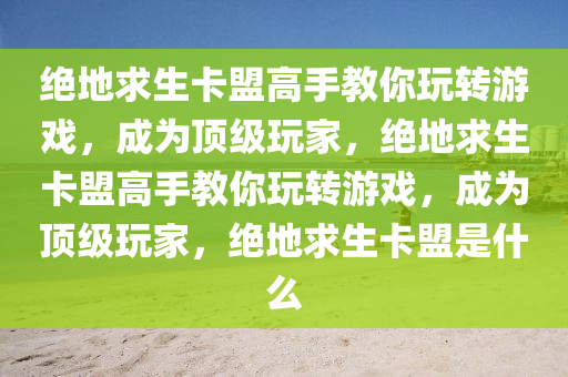 绝地求生卡盟高手教你玩转游戏，成为顶级玩家，绝地求生卡盟高手教你玩转游戏，成为顶级玩家，绝地求生卡盟是什么