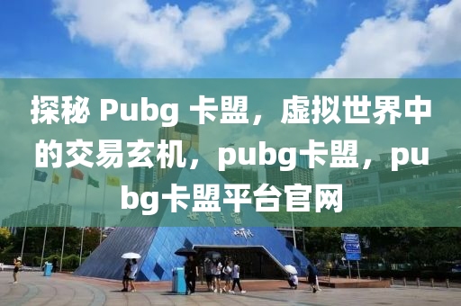 探秘 Pubg 卡盟，虚拟世界中的交易玄机，pubg卡盟，pubg卡盟平台官网