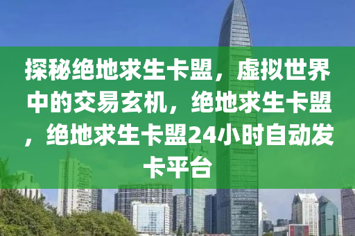 探秘绝地求生卡盟，虚拟世界中的交易玄机，绝地求生卡盟，绝地求生卡盟24小时自动发卡平台