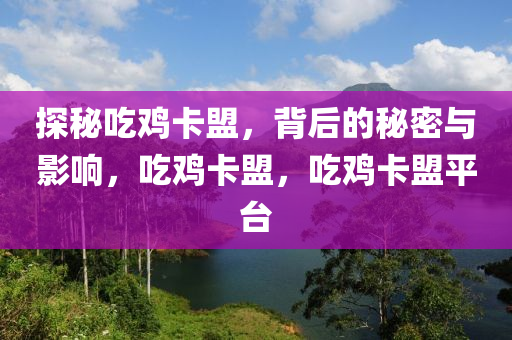 探秘吃鸡卡盟，背后的秘密与影响，吃鸡卡盟，吃鸡卡盟平台