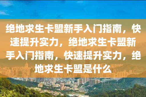 绝地求生卡盟新手入门指南，快速提升实力，绝地求生卡盟新手入门指南，快速提升实力，绝地求生卡盟是什么