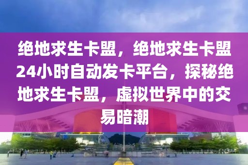 绝地求生卡盟，绝地求生卡盟24小时自动发卡平台，探秘绝地求生卡盟，虚拟世界中的交易暗潮