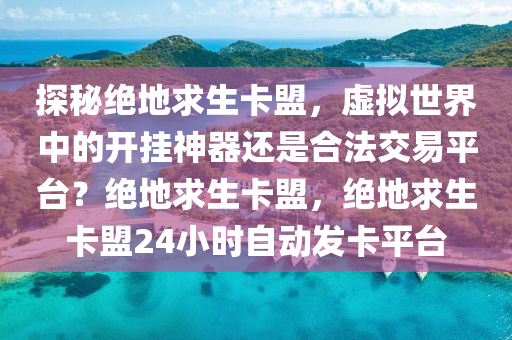 探秘绝地求生卡盟，虚拟世界中的开挂神器还是合法交易平台？绝地求生卡盟，绝地求生卡盟24小时自动发卡平台