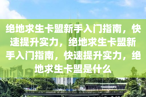 绝地求生卡盟新手入门指南，快速提升实力，绝地求生卡盟新手入门指南，快速提升实力，绝地求生卡盟是什么