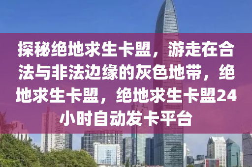 探秘绝地求生卡盟，游走在合法与非法边缘的灰色地带，绝地求生卡盟，绝地求生卡盟24小时自动发卡平台