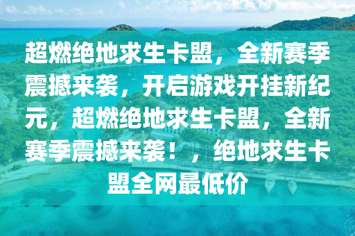 超燃绝地求生卡盟，全新赛季震撼来袭，开启游戏开挂新纪元，超燃绝地求生卡盟，全新赛季震撼来袭！，绝地求生卡盟全网最低价