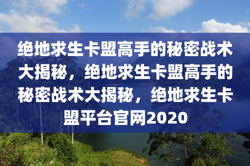 绝地求生卡盟高手的秘密战术大揭秘，绝地求生卡盟高手的秘密战术大揭秘，绝地求生卡盟平台官网2020