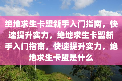 绝地求生卡盟新手入门指南，快速提升实力，绝地求生卡盟新手入门指南，快速提升实力，绝地求生卡盟是什么