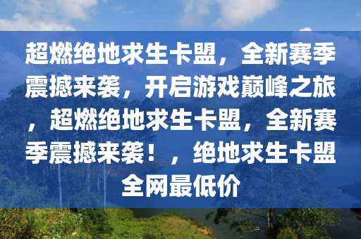 超燃绝地求生卡盟，全新赛季震撼来袭，开启游戏巅峰之旅，超燃绝地求生卡盟，全新赛季震撼来袭！，绝地求生卡盟全网最低价