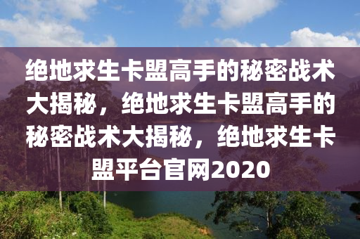绝地求生卡盟高手的秘密战术大揭秘，绝地求生卡盟高手的秘密战术大揭秘，绝地求生卡盟平台官网2020