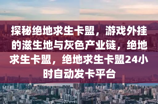 探秘绝地求生卡盟，游戏外挂的滋生地与灰色产业链，绝地求生卡盟，绝地求生卡盟24小时自动发卡平台