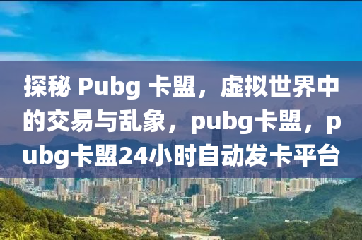 探秘 Pubg 卡盟，虚拟世界中的交易与乱象，pubg卡盟，pubg卡盟24小时自动发卡平台