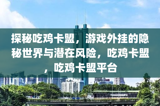 探秘吃鸡卡盟，游戏外挂的隐秘世界与潜在风险，吃鸡卡盟，吃鸡卡盟平台