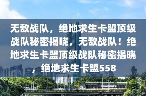 无敌战队，绝地求生卡盟顶级战队秘密揭晓，无敌战队！绝地求生卡盟顶级战队秘密揭晓，绝地求生卡盟558