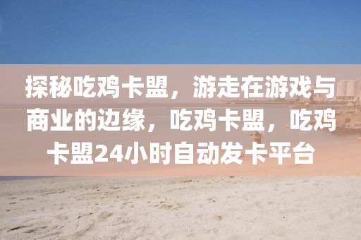 探秘吃鸡卡盟，游走在游戏与商业的边缘，吃鸡卡盟，吃鸡卡盟24小时自动发卡平台