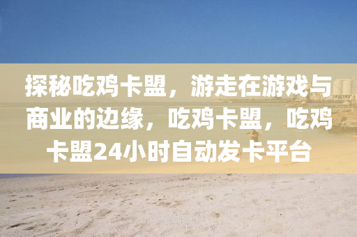 探秘吃鸡卡盟，游走在游戏与商业的边缘，吃鸡卡盟，吃鸡卡盟24小时自动发卡平台