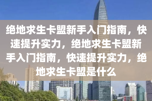 绝地求生卡盟新手入门指南，快速提升实力，绝地求生卡盟新手入门指南，快速提升实力，绝地求生卡盟是什么