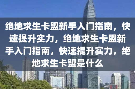 绝地求生卡盟新手入门指南，快速提升实力，绝地求生卡盟新手入门指南，快速提升实力，绝地求生卡盟是什么