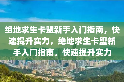 绝地求生卡盟新手入门指南，快速提升实力，绝地求生卡盟新手入门指南，快速提升实力