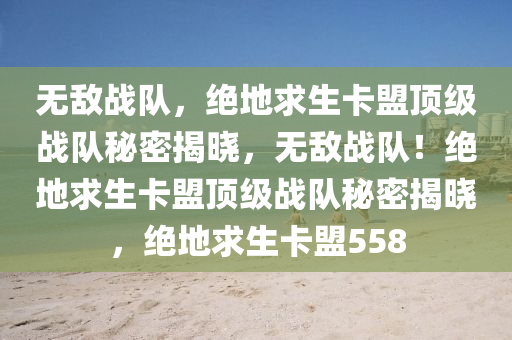 无敌战队，绝地求生卡盟顶级战队秘密揭晓，无敌战队！绝地求生卡盟顶级战队秘密揭晓，绝地求生卡盟558