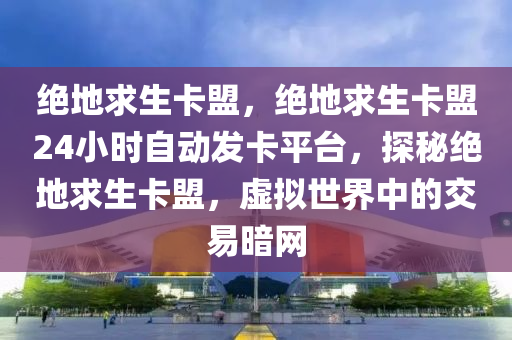 绝地求生卡盟，绝地求生卡盟24小时自动发卡平台，探秘绝地求生卡盟，虚拟世界中的交易暗网