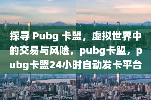 探寻 Pubg 卡盟，虚拟世界中的交易与风险，pubg卡盟，pubg卡盟24小时自动发卡平台