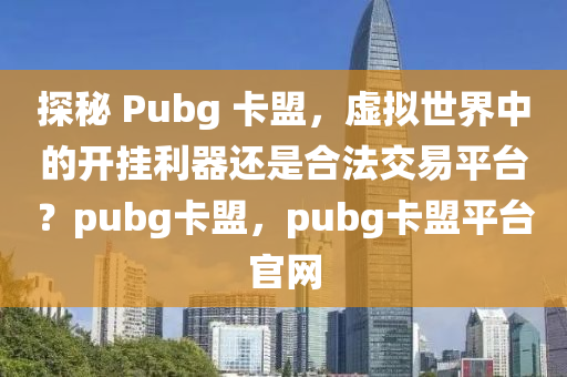 探秘 Pubg 卡盟，虚拟世界中的开挂利器还是合法交易平台？pubg卡盟，pubg卡盟平台官网