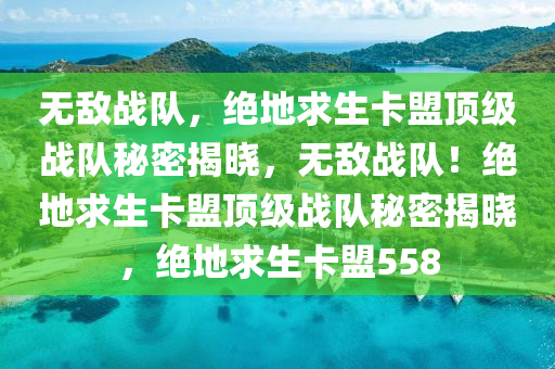无敌战队，绝地求生卡盟顶级战队秘密揭晓，无敌战队！绝地求生卡盟顶级战队秘密揭晓，绝地求生卡盟558