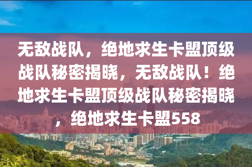 无敌战队，绝地求生卡盟顶级战队秘密揭晓，无敌战队！绝地求生卡盟顶级战队秘密揭晓，绝地求生卡盟558