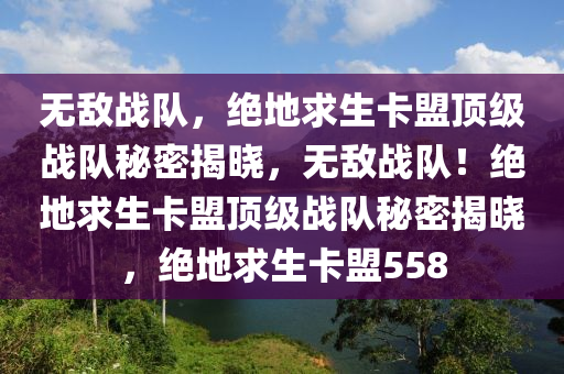 无敌战队，绝地求生卡盟顶级战队秘密揭晓，无敌战队！绝地求生卡盟顶级战队秘密揭晓，绝地求生卡盟558