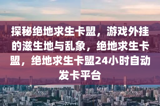 探秘绝地求生卡盟，游戏外挂的滋生地与乱象，绝地求生卡盟，绝地求生卡盟24小时自动发卡平台