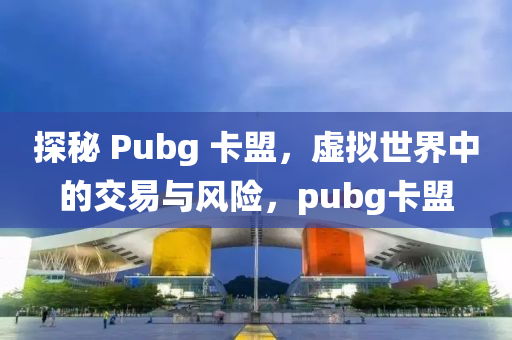 探秘 Pubg 卡盟，虚拟世界中的交易与风险，pubg卡盟