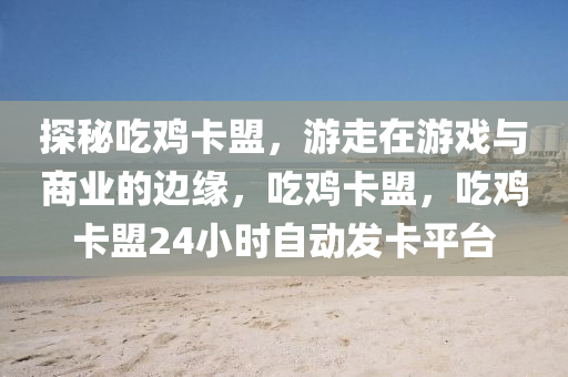 探秘吃鸡卡盟，游走在游戏与商业的边缘，吃鸡卡盟，吃鸡卡盟24小时自动发卡平台