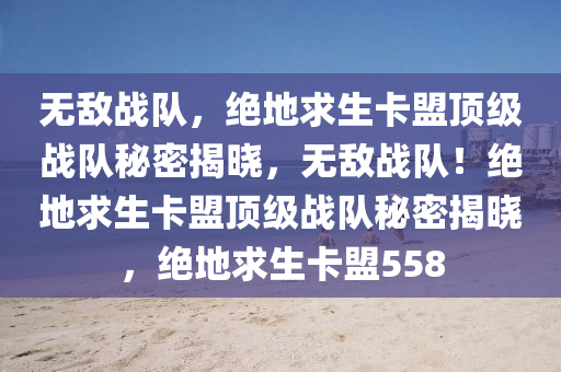 无敌战队，绝地求生卡盟顶级战队秘密揭晓，无敌战队！绝地求生卡盟顶级战队秘密揭晓，绝地求生卡盟558