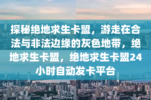 探秘绝地求生卡盟，游走在合法与非法边缘的灰色地带，绝地求生卡盟，绝地求生卡盟24小时自动发卡平台