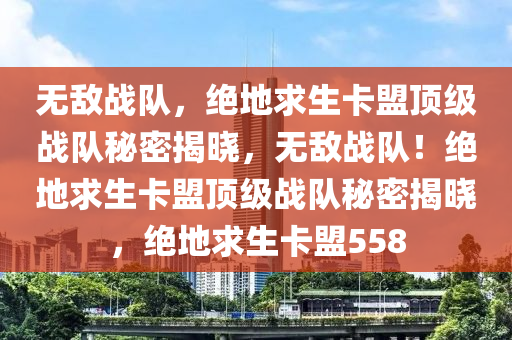无敌战队，绝地求生卡盟顶级战队秘密揭晓，无敌战队！绝地求生卡盟顶级战队秘密揭晓，绝地求生卡盟558